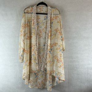 Band of gypsies kimono floral Taupe floral bohemian open front